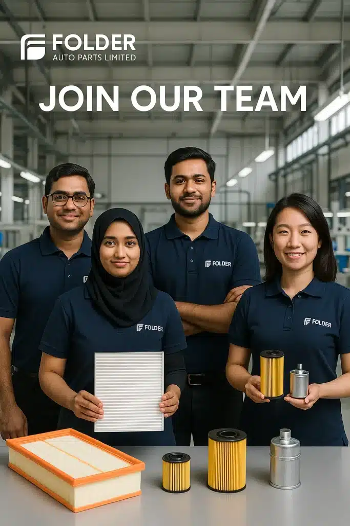 Employees at Folder Auto Parts Limited working in a modern automobile filter factory in Bangladesh