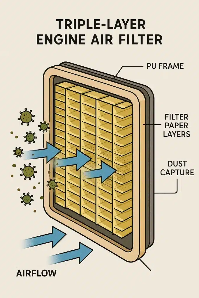 Triple-layer air filter structure design