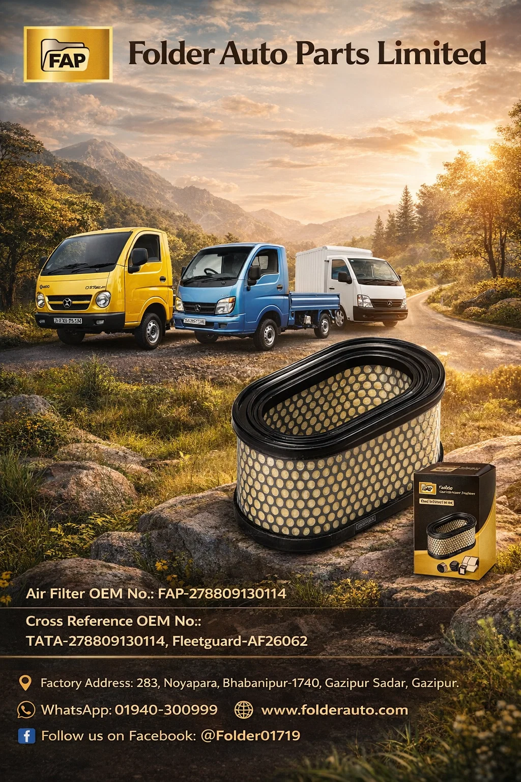 Premium Air Filter OEM FAP-278809130114 for TATA ACE